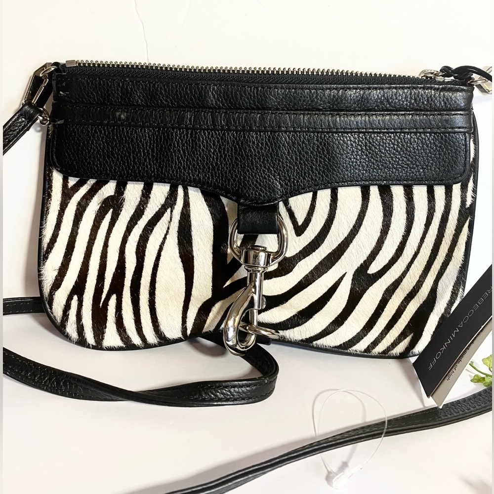 **EUC** REBECCA MINKOFG Black & White Zebra Print Crossbody Bag